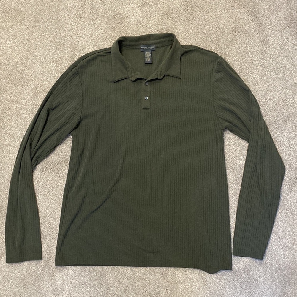 Banana Republic Stretch Ribbed Long Sleeve Collared Shirt Size L